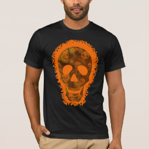 Camiseta laranja de crânio grande
