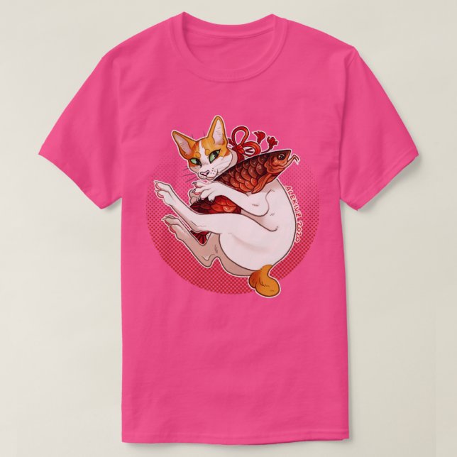 Camiseta Laranja de Gato Sortudo (Frente do Design)