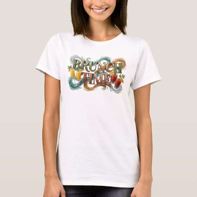 Camiseta Laranja DECLARAÇÃO HORA DO BRUNCH Design (Frente)