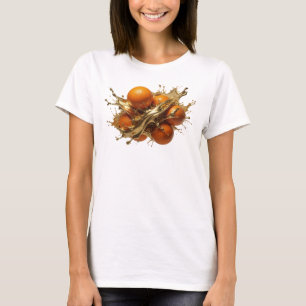 Camiseta Laranja Dinâmica Abstrata Laranjas Impressão Criat