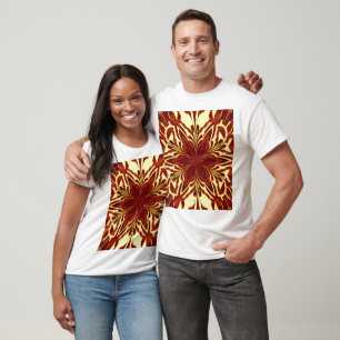 Camiseta Laranja Dourada Jasmim Boêmio Floral Gráfico