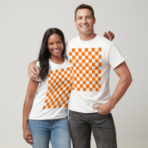 Camiseta Laranja e branco verificados - Legal, engraçado e 