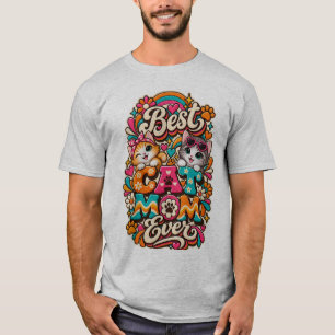 Camiseta Laranja e Cinza Melhor Mãe de Gato de Tod
