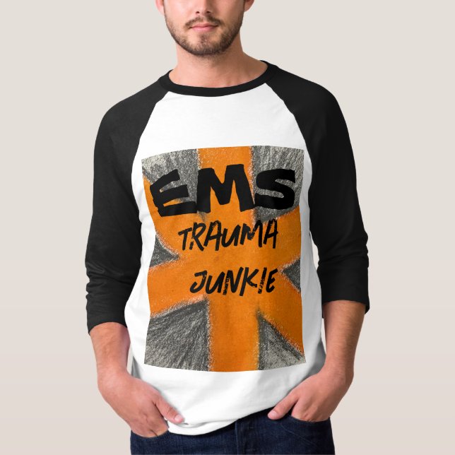 Camiseta Laranja e grafite traumáticos masculinos do EMS (Frente)