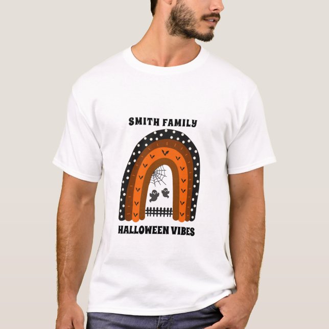 Camiseta Laranja e preto Bats Boo Arco-Íris Correspondência (Frente)