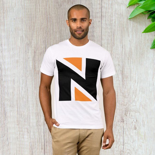 Camiseta Laranja E Preto - Letra N Mens T-Shirt (Criador carregado)
