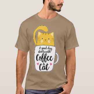 Camiseta Laranja Engraçado Café Mug Cat Lover