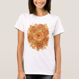 Camiseta Laranja espirituoso ROSAS LARANJAS E ESTRELAS DORA