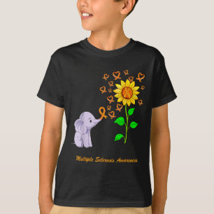 Camiseta Laranja Fita Elefante Conscientização da Esclerose