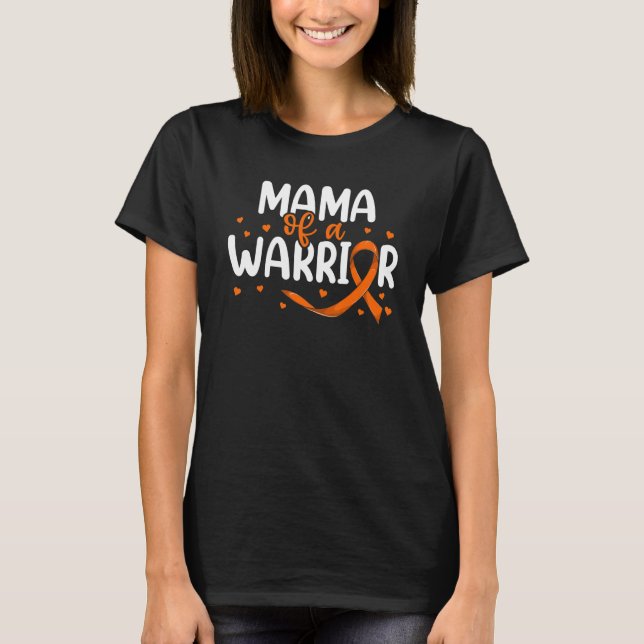 Camiseta Laranja Fita Leucemia Netos Mama De Um Guerreiro (Frente)