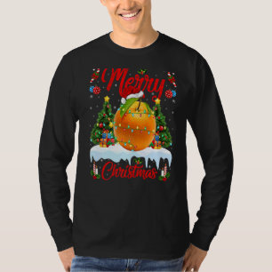 Camiseta Laranja Fruta Luz Xmas Árvore Papais noeis Orange