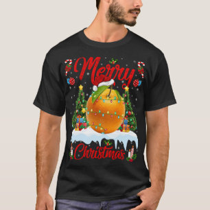 Camiseta Laranja Fruta Luz Xmas Árvore Papais noeis Orange