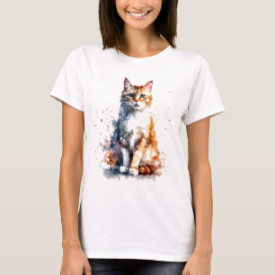 Camiseta Laranja Gato-de-água-esmalte Gato 723