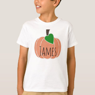Camiseta Laranja Gingham Pumpkin Cai no Dia de Ação de Graç