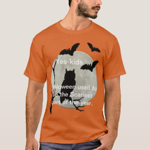 Camiseta Laranja Halloween Owl & Bats