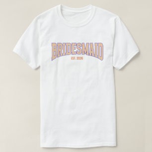 Camiseta Laranja + Listra Bege Azul-Marinho BRIDESMAID Desp
