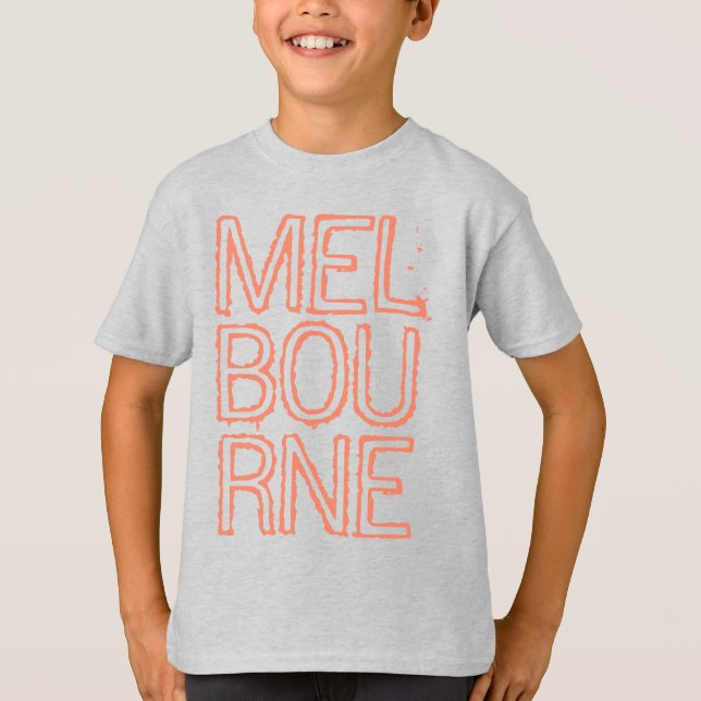 Camiseta laranja "Melbourne" palavra Austrália (Frente)