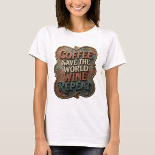 CAMISETA LARANJA MODERNA CAFÉ SALVE O MUNDO VINHO REPITA