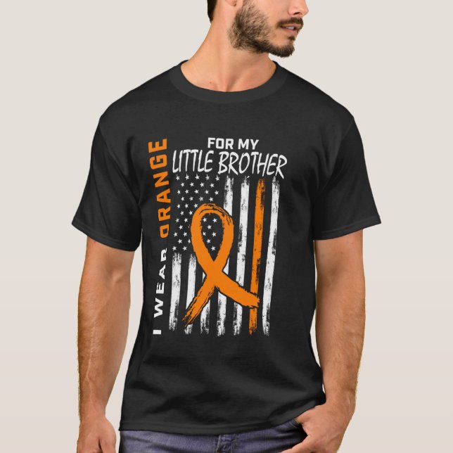 Camiseta Laranja MS Pequeno Irmão Esclerose Múltipla Leukem (Frente)