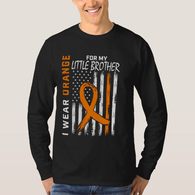 Camiseta Laranja MS Pequeno Irmão Esclerose Múltipla Leukem (Frente)