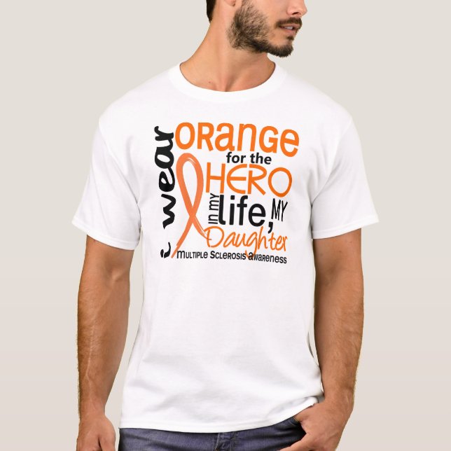 Camiseta Laranja para a esclerose múltipla do MS da filha (Frente)