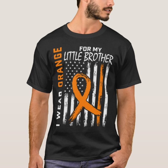Camiseta Laranja Para Meu Irmão Pequeno Cancer De Leucemia (Frente)