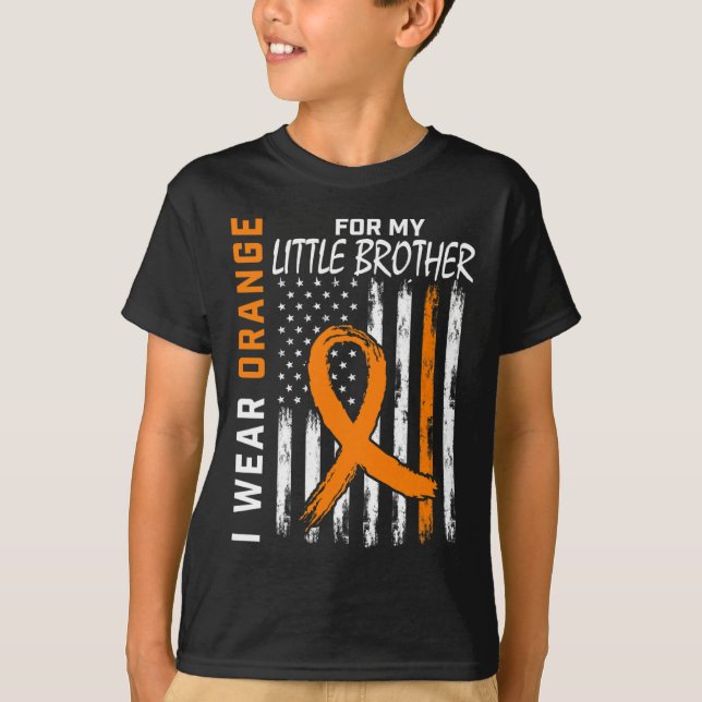 Camiseta Laranja Para Meu Irmão Pequeno Cancer De Leucemia (Frente)