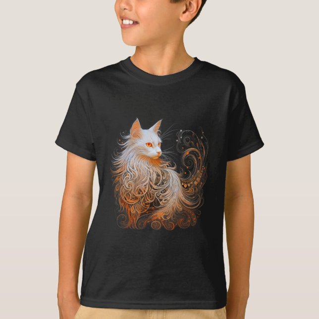 Camiseta Laranja Persa Gato Cabelo Longo Gatinho Penteado M (Frente)