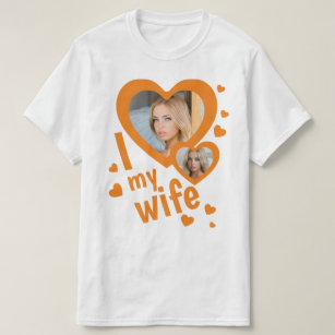 Camiseta Laranja personalizada eu amo minha esposa mando ca