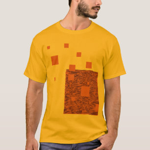 Camiseta Laranja Quadrados Flutuantes Abstrato Mesh Artsy C