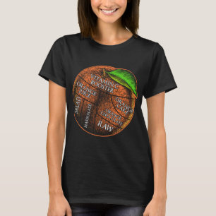 Camiseta Laranja Recebe Fruta Sobretudo Vegan Engraçado Ora