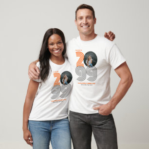Camiseta Laranja Retro Grande Números Classe de Foto do Mai