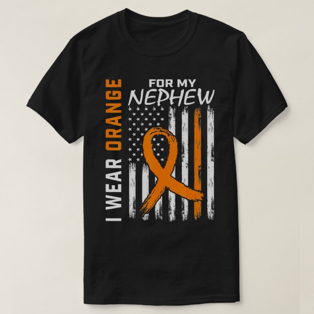 Camiseta Laranja Sobrinho Leucemia Sinalizador de Consciênc (Frente do Design)
