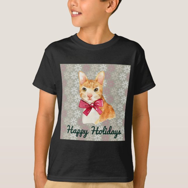 Camiseta Laranja Tabby de Feriado (Frente)