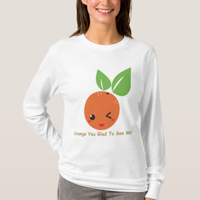 Camiseta "Laranja você" Capa longa contente (Frente)
