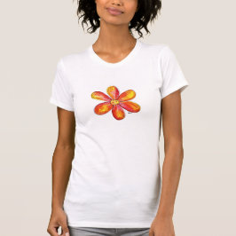 Camiseta Laranja Whimsical Colorida e Flor Amarelo