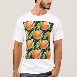 Camiseta Laranjas de Aquarela: Padrão Sem Costura De Citros