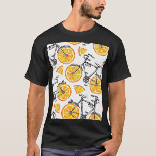 Camiseta Laranjas de Bicicleta: Padrão de Verão em Aquarela