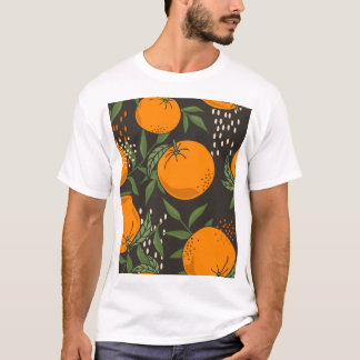 Camiseta Laranjas desenhadas à mão, fundo de colheita color