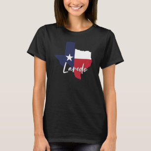 Camiseta Laredo, Texas Flag Map Black Women's