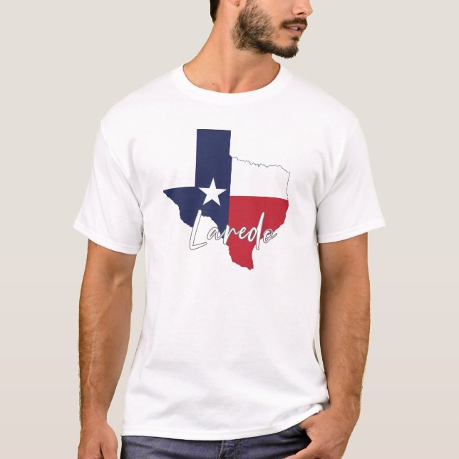 Camiseta Laredo, Texas Flag Map Men's White (Frente)