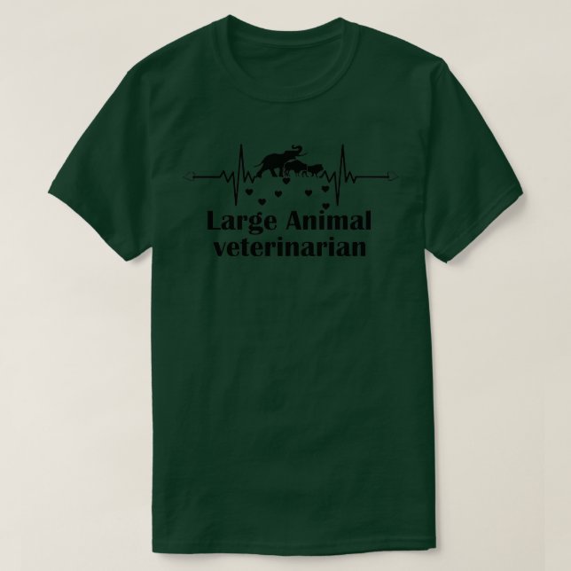 Camiseta Large Animal Veterinarian With Heart Beat And Elep (Frente do Design)
