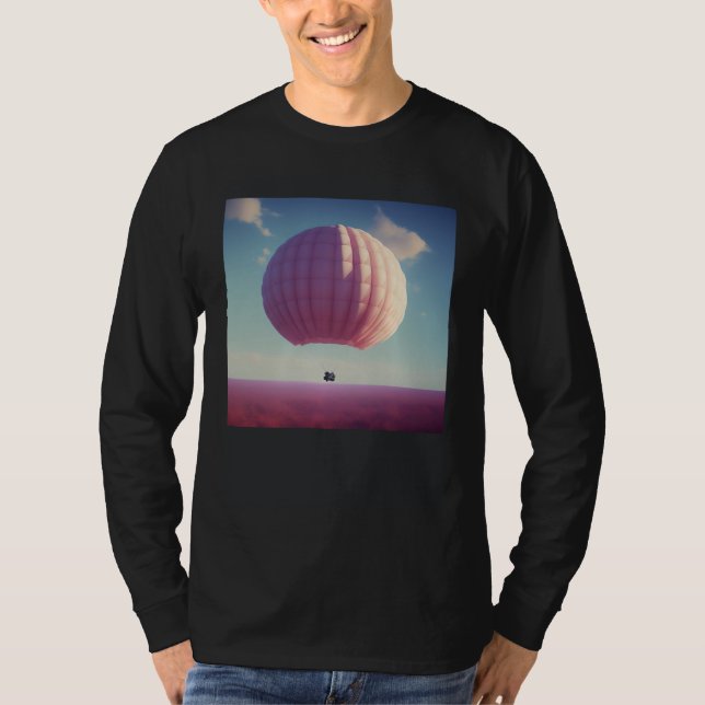Camiseta Large Giant Pink Hot Air Balloon Travel World Blue (Frente)