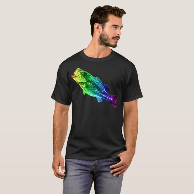 Camiseta LARGEMOUTH BASS Arco-Íris (Frente Completa)