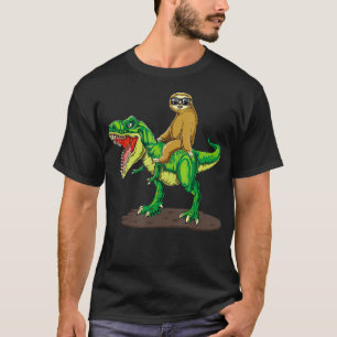 Camiseta Largura com óculos de sol cavalgando dinossauro T