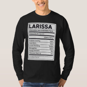 Camiseta Larissa Nutrition Information Problem Solving Duro