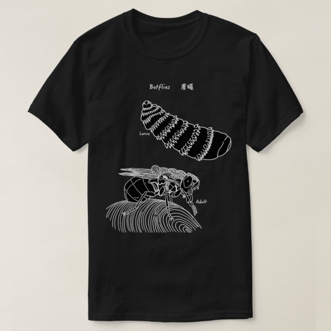 Camiseta Larva de botulas e preto adulto (Frente do Design)