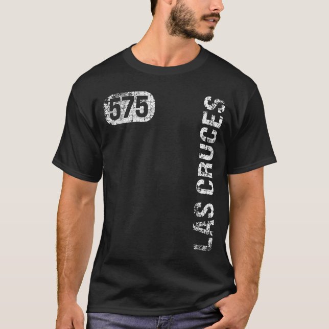 Camiseta Las Cruces Novo México, 575 Area Code, Retro (Frente)