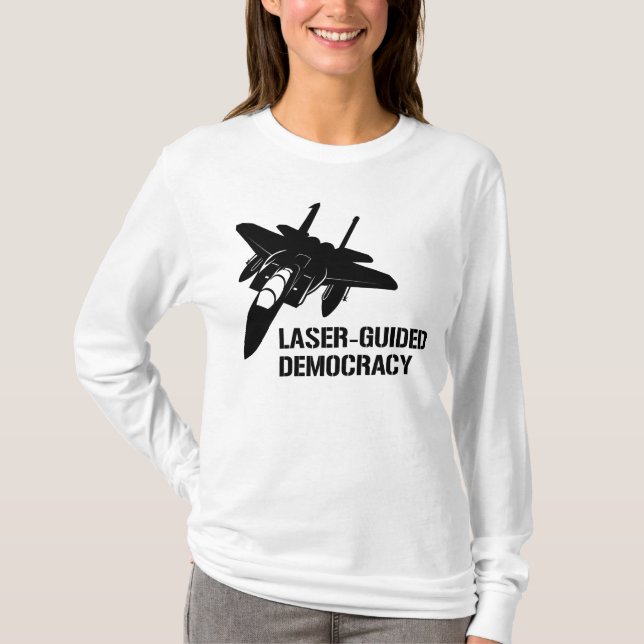 Camiseta Laser - democracia/paz guiadas com a potência de (Frente)