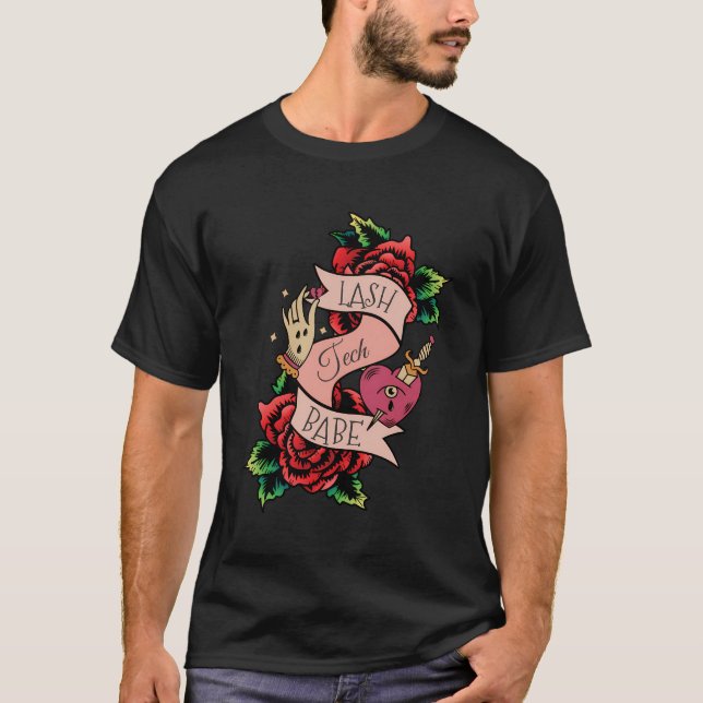 Camiseta Lash Tech Babe Rosa vermelha Eyelash Technician La (Frente)